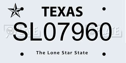 SL07960 Texas License Plate