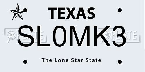 SL0MK3 Texas License Plate