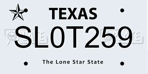 SL0T259 Texas License Plate
