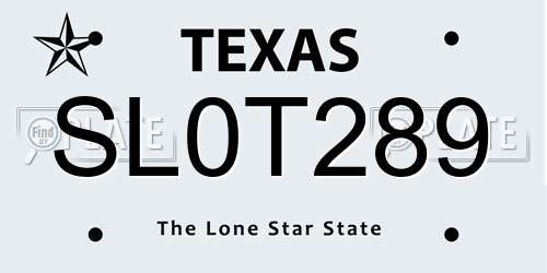 SL0T289 Texas License Plate