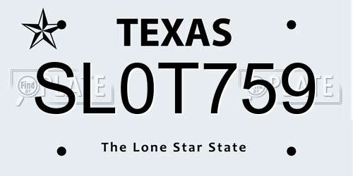 SL0T759 Texas License Plate