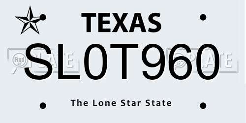 SL0T960 Texas License Plate