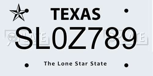 SL0Z789 Texas License Plate