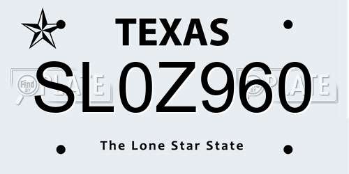 SL0Z960 Texas License Plate