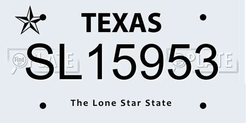 SL15953 Texas License Plate
