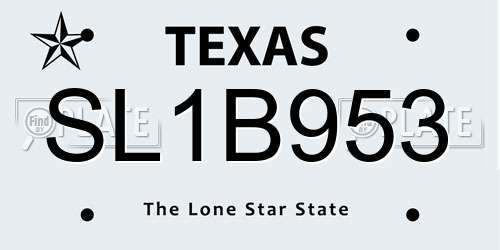 SL1B953 Texas License Plate