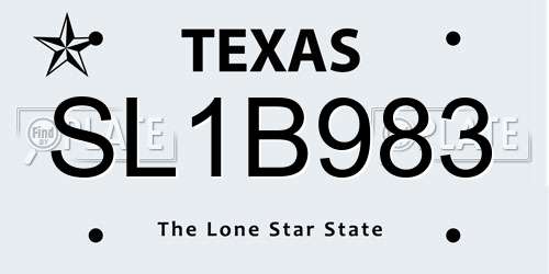 SL1B983 Texas License Plate
