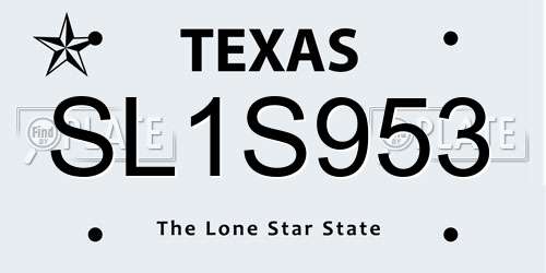 SL1S953 Texas License Plate