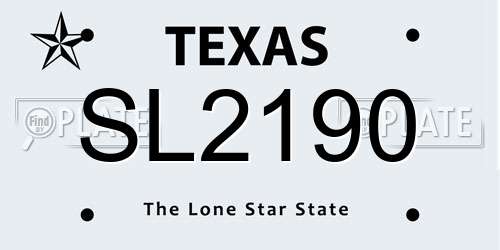 SL2190 Texas License Plate