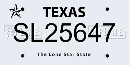 SL25647 Texas License Plate