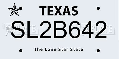 SL2B642 Texas License Plate