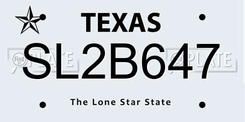 SL2B647 Texas License Plate