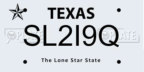 SL2I9Q Texas License Plate
