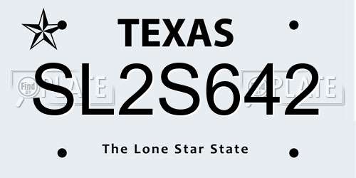 SL2S642 Texas License Plate