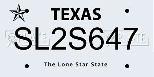 SL2S647 Texas License Plate