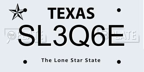 SL3Q6E Texas License Plate