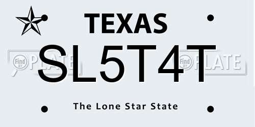 SL5T4T Texas License Plate