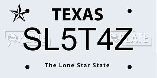 SL5T4Z Texas License Plate