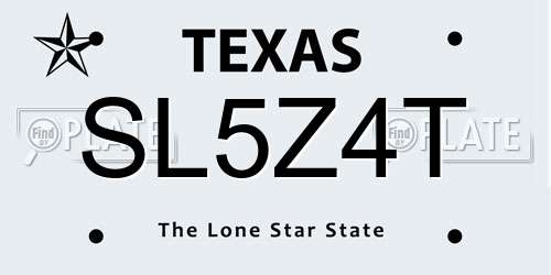 SL5Z4T Texas License Plate