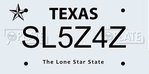 SL5Z4Z Texas License Plate