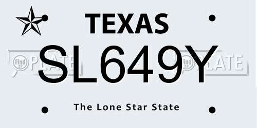 SL649Y Texas License Plate