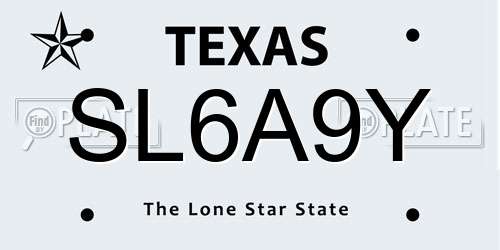SL6A9Y Texas License Plate