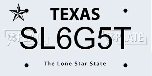 SL6G5T Texas License Plate