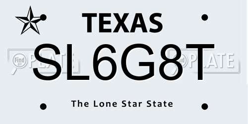SL6G8T Texas License Plate