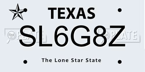 SL6G8Z Texas License Plate