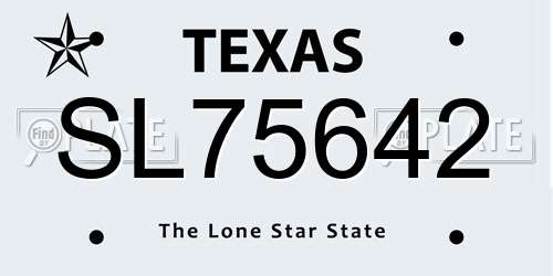 SL75642 Texas License Plate