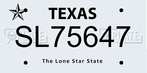 SL75647 Texas License Plate