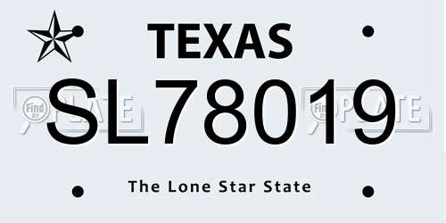SL78019 Texas License Plate