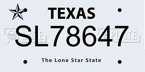 SL78647 Texas License Plate