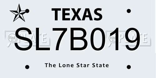 SL7B019 Texas License Plate