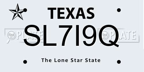 SL7I9Q Texas License Plate