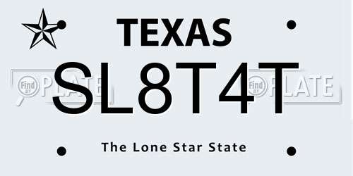SL8T4T Texas License Plate