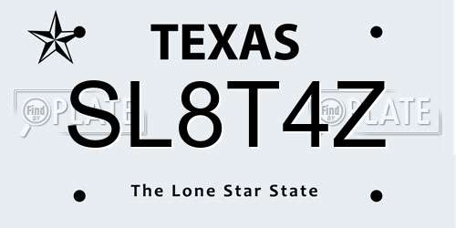 SL8T4Z Texas License Plate