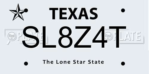 SL8Z4T Texas License Plate