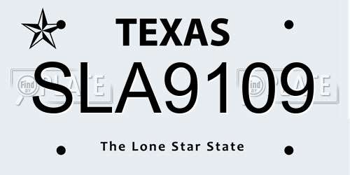 SLA9109 Texas License Plate