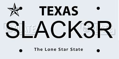 SLACK3R Texas License Plate