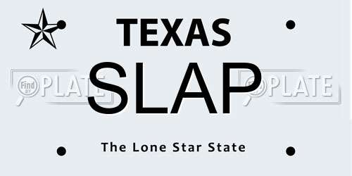 SLAP Texas License Plate