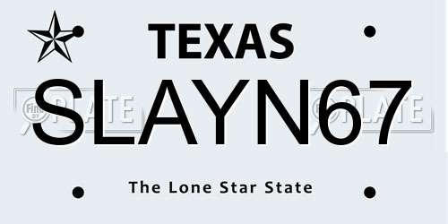 SLAYN67 Texas License Plate