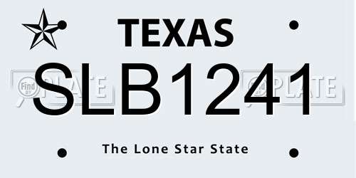 SLB1241 Texas License Plate