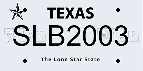 SLB2003 Texas License Plate
