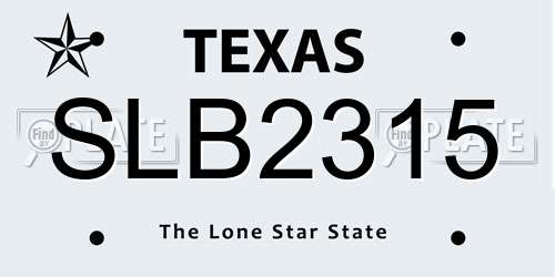 SLB2315 Texas License Plate