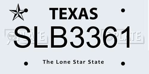 SLB3361 Texas License Plate
