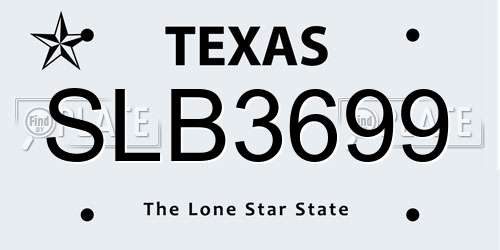 SLB3699 Texas License Plate
