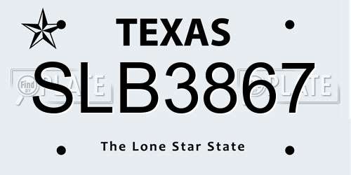 SLB3867 Texas License Plate