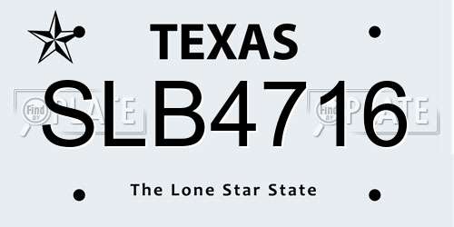 SLB4716 Texas License Plate