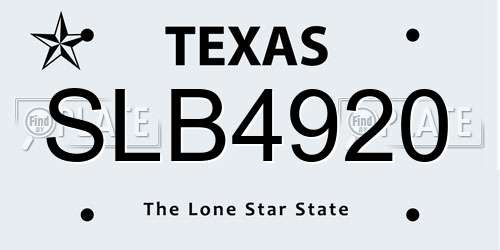 SLB4920 Texas License Plate